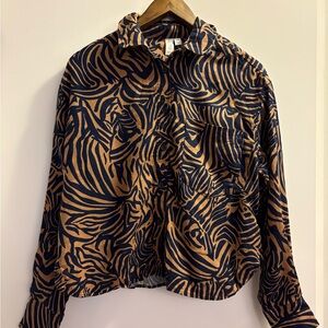 Joie Black and Tan Zebra Print Button-Down Shirt